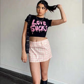 Love Sucks Black Crop Top